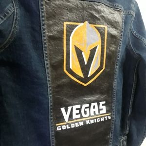 Upcycled Hand Painted Golden Knights Denim Jacket